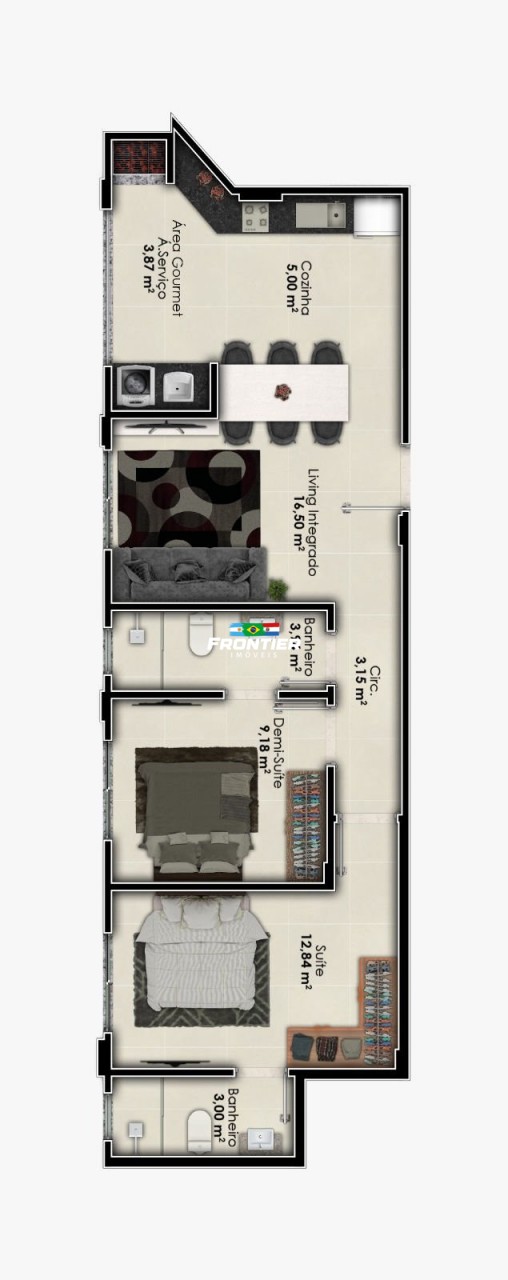 02 Su�tes em obra, entrega 2025 Bal. Perequ�