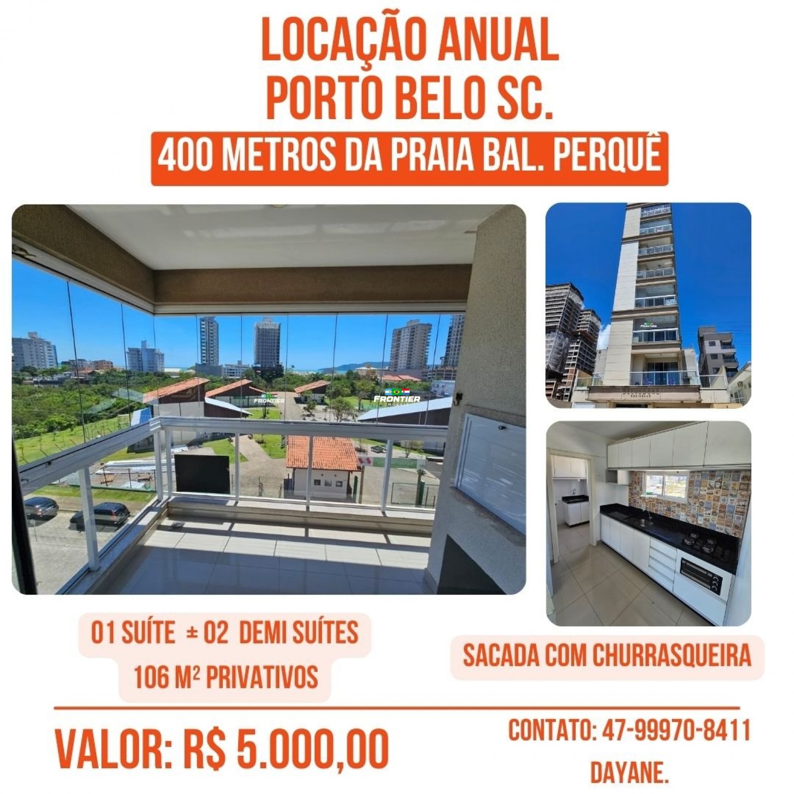 Loca��o anual Bal. Perequ�, 03 quartos